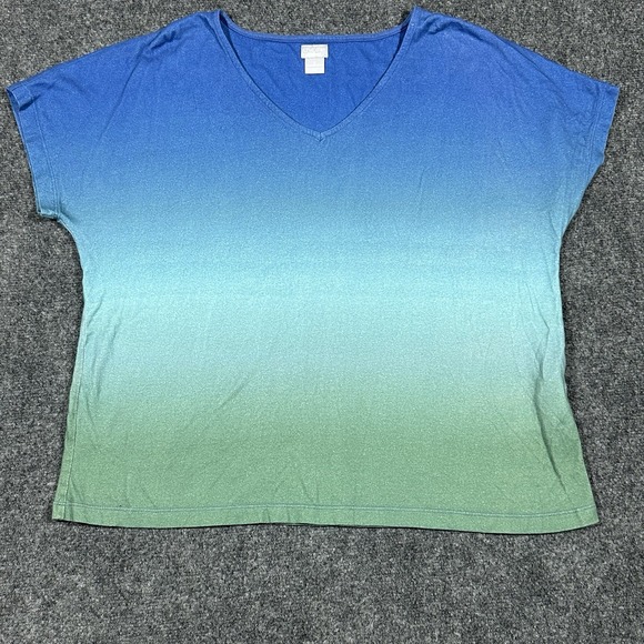 Chico's Tops - Chico's Blouse Womens‎ Size 2 Studded Short Sleeve V-Neck Tie Dye